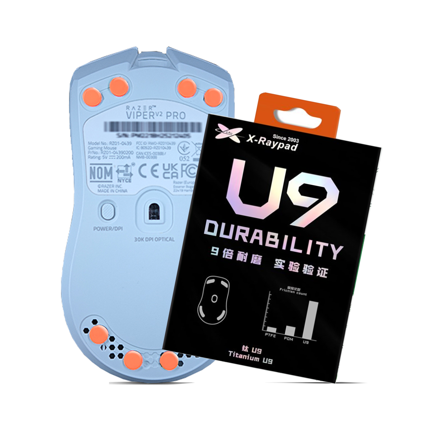 X-Raypad Titanium U9 Mouse Skates